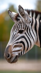 Naklejka premium Elegant Zebra Side Profile with Striking Stripes