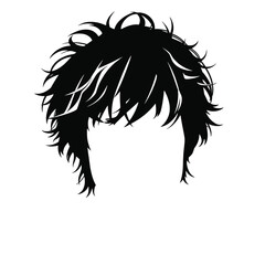 Obraz premium a black and white silhouette of a man's head. The man's hair is styled in a messy