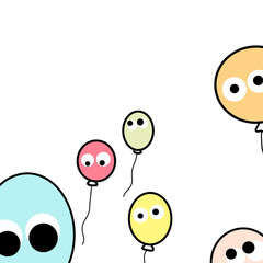 happy smiley face with balloons