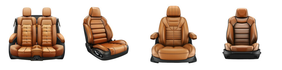 Naklejka premium Collection of Luxury Leather Car Seats isolated on transparent background