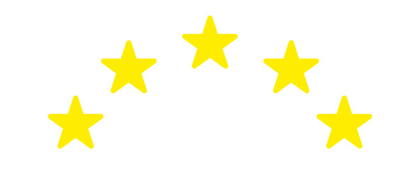  A set of five-pointed yellow stars arranged in an arc. Five yellow star product quality rating