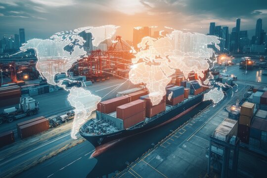 Global business logistics  import export shipping and freight transportation overview