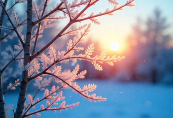 sunset in the forest