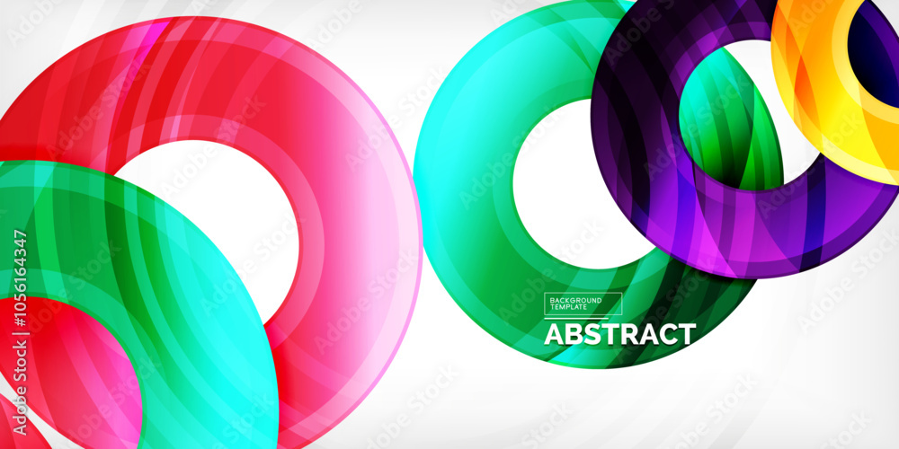 Poster Bright colorful circles with light effects. Abstract background