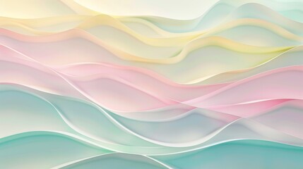 Fototapeta premium An abstract pastel background with layered shapes in lavender, mint, and peach