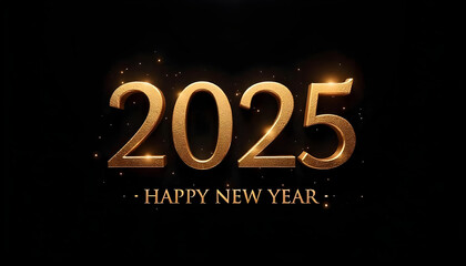 Happy New Year 2025. Creative Design element. black background. Beautiful overlay template for holiday Artistic Text on greeting card, flyer