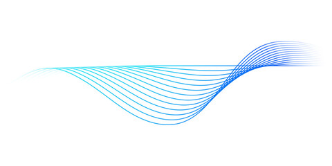 Abstract blue smooth wave lines on transparent background. Vector Illustration