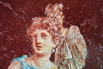 Figure of a woman painted in a Fresco in a Domus of Pompeii