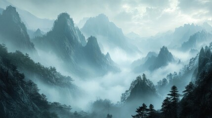 Misty Mountain Landscape