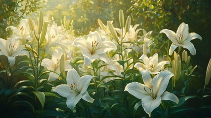 White Lilies in the Garden