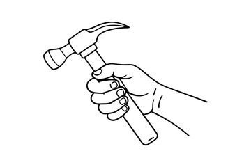 Hand Holding Hammer Line Drawing A Unique Minimalist Artwork
