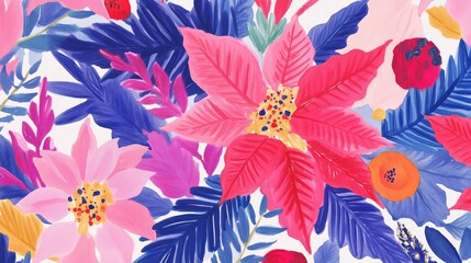 Fototapeta premium watercolor drawing of poinsettia flowers