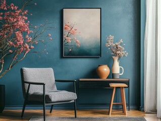 Contemporary Living Room with Modern Art and Colorful Accents