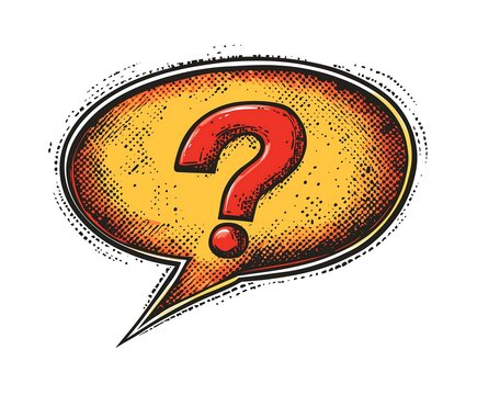 recommend clip art: Retro-styled comic speech bubble with a bold question mark.