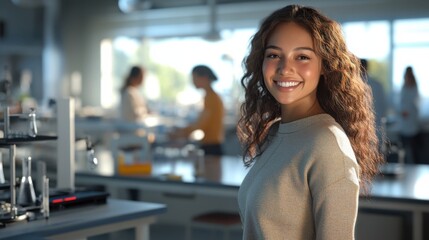 Fototapeta premium Photorealistic image of a trendy young woman in casual student wear,