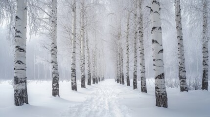 Obraz premium Birch Trees in Snow