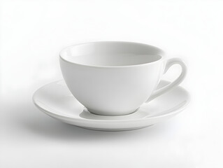 Fototapeta premium A simple white teacup and saucer, ready for a hot beverage.