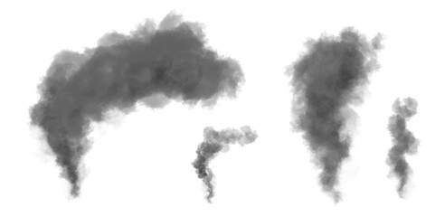 Fire smoke set. Smoke after fire of different heights. ISmoke clouds. Smoky effect.