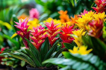 Stunning Display Vibrant Bromeliads