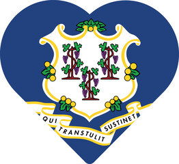 Heart flag of the United States of America federal state of CONNECTICUT