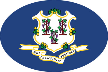 Oval flag of the United States of America federal state of CONNECTICUT