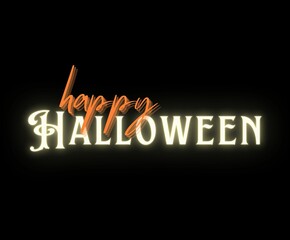 Happy Halloween glowing text black banner with copy space