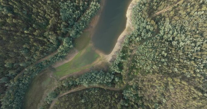 Aerial Drone Footage of Portuguese Forest, and Lake in Sao Pedro de Alva, Portugal - High-Quality 4k Follow the River P2