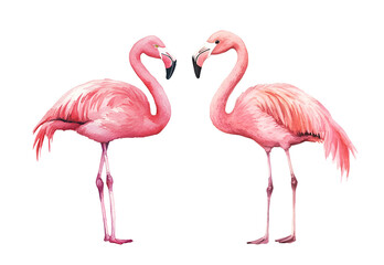 Obraz premium Flamingo, watercolor clipart illustration with isolated background.