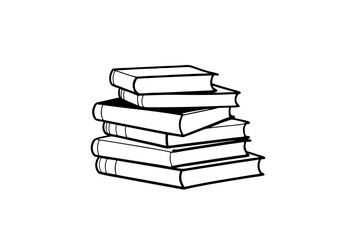 Creative Line Illustration of a Large Book Stack Ideal for Literary Designs