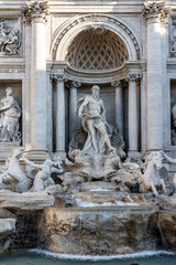 The Trevi fountain in Rome in the summer