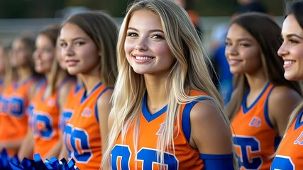 Cheerleaders energize the crowd at a high school football game, demonstrating their skills and enthusiasm while promoting team spirit in the stands