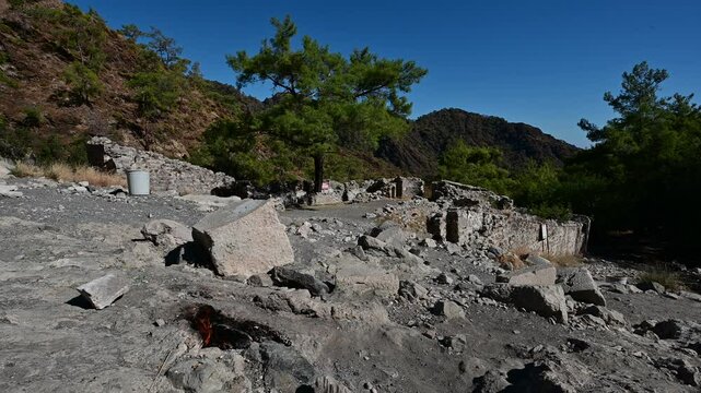 Natural flames emerge from rocks at Yanartas in Antalya&rsquo;s Olympos National Park, an ancient site with continuous fires fueled by natural gas.
