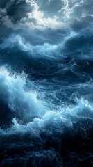 Obraz premium Dark ocean waves with dramatic lighting