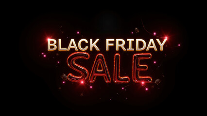 Vibrant Black Friday Sale Celebration with Balloons and Confetti. Festive Shopping Event Promotion on Pink Background with Colorful Party Elements.