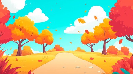 Illustrated autumn landscape