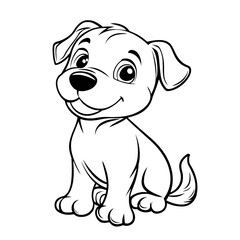 Fototapeta premium Cute Cartoon Puppy Illustration in Black and White Outline on transparent background