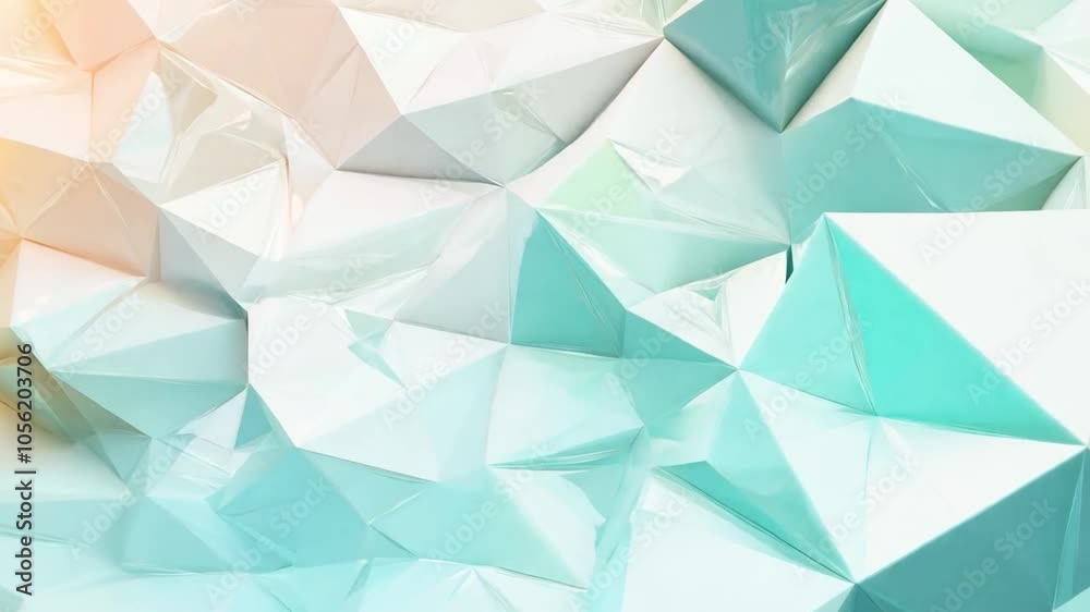 Poster abstract geometric design with layered triangular shapes in pastel colors creating a textured appear
