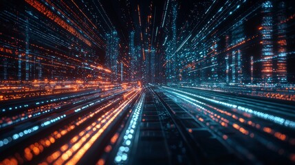 High-speed data flow in a futuristic digital environment