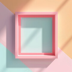 image featuring a realistic pastel colors square frame Mockup ,bright frame 