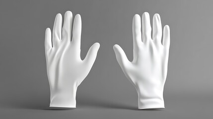 Pair of white gloves isolated on white background.
