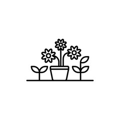 Plant Pot Icon logo sign set vector outline