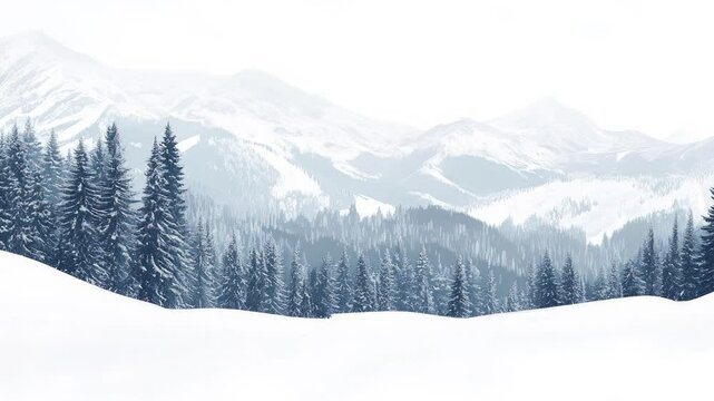 A winter snow covered forest landscape scrolling loop background