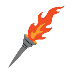 Torch with flame. Trendy modern vector illustration isolated on white background, hand drawn, flat design