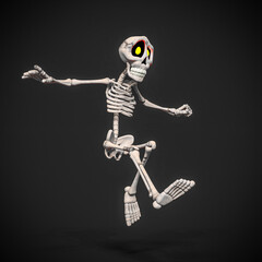 funny skeleton is jumping
