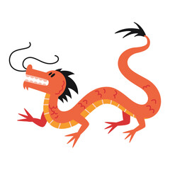 Obraz premium Red Chinese dragon, a symbol of oriental culture. Trendy modern vector illustration isolated on white background, hand drawn, flat design