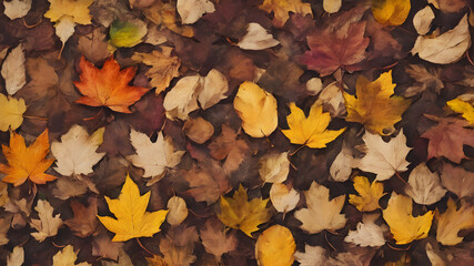 Autumn landscape, background with autumn leaves. AI generated image, ai.