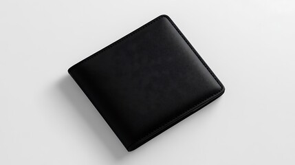Black leather wallet isolated on white background.