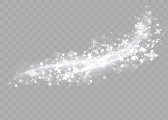 Snow and wind. White gradient decorative element on a transparent background. Christmas winter and snow with fog. Snowstorm, blizzard or swirl. Vector