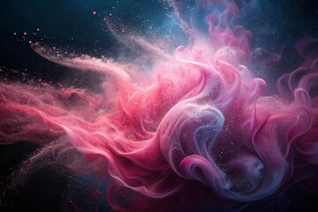 Obraz premium Abstract background of swirling pink smoke and dust particles floating gracefully, abstract, background, swirl, pink