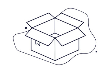 Line Art Illustration of an Open Cardboard Box Symbolizing Shipping and Delivery